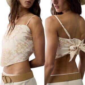 American Eagle Festival Bandana Cami, Smocked Tie-Back, S